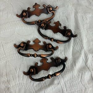 4-Vintage Chippendale hardware drawer pulls-copper Antique finish